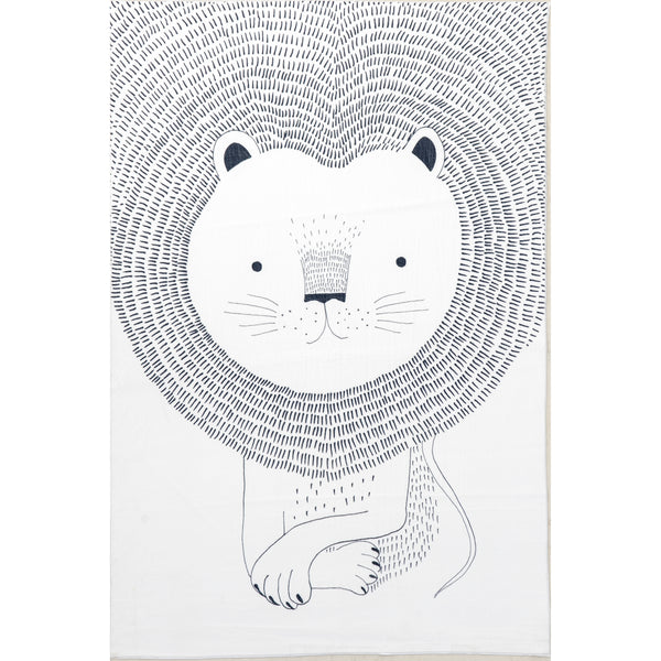 nuloom Kinslee Modern Lion Machine Washable Kids Area Rug Light Gray