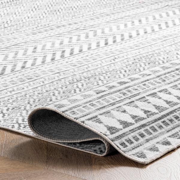 Nuloom Kira Machine Washable Tribal Geometric Area Rug Gray