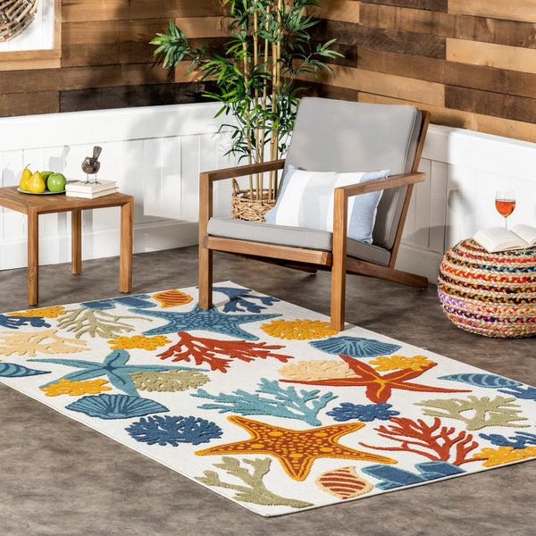 Nuloom Kourtney Nautical Starfish Indoor/Outdoor Area Rug Blue
