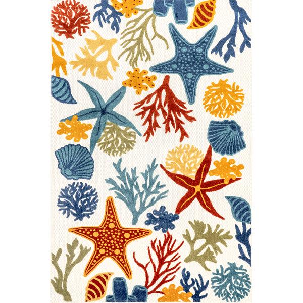 nuloom Kourtney Nautical Starfish Indoor/Outdoor Area Rug Blue