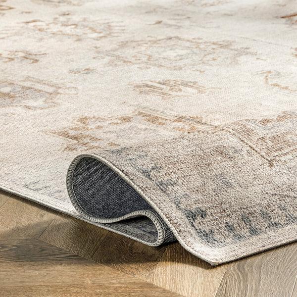 Nuloom Krystin Distressed Machine Washable Area Rug Beige