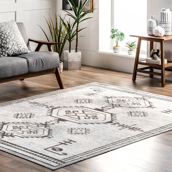 Nuloom Kyleigh Machine Washable Southwestern Area Rug Light Grey