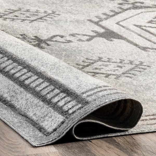 Nuloom Kyleigh Machine Washable Southwestern Area Rug Light Grey