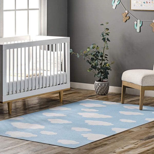 Nuloom Landon Clouds Kids Washable Area Rug Light Blue