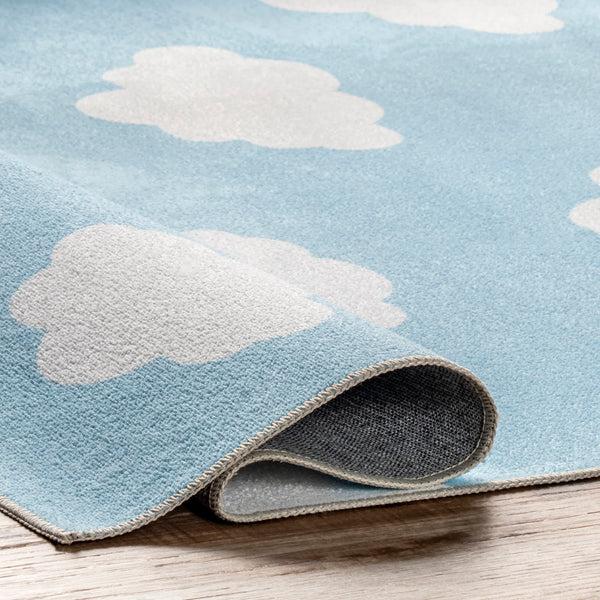 Nuloom Landon Clouds Kids Washable Area Rug Light Blue