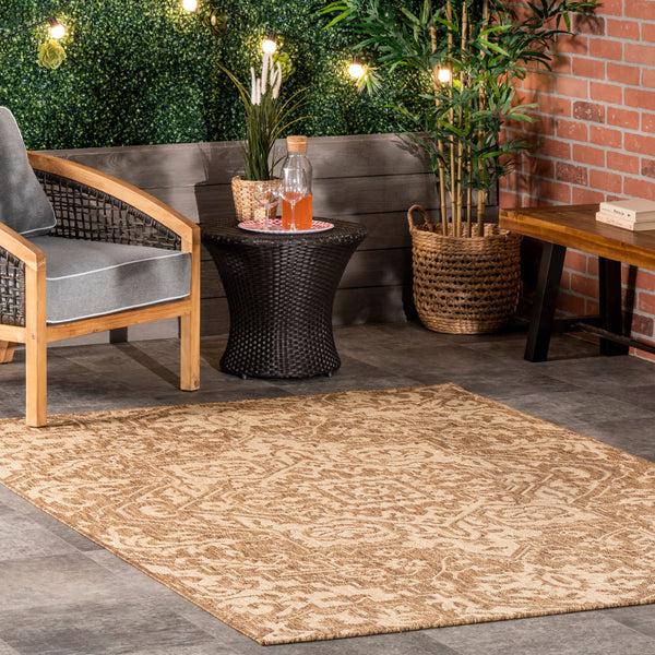 Nuloom Lane Elegant Medallion Indoor/Outdoor Area Rug Beige