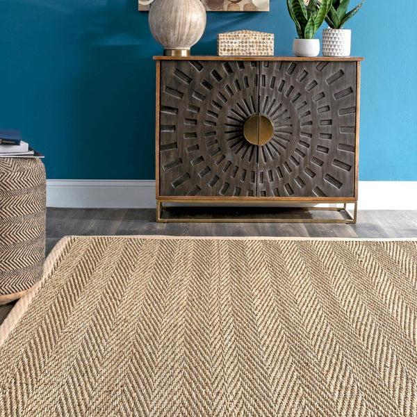 Nuloom Larnaca Seagrass Herringbone Indoor/Outdoor Area Rug Navy