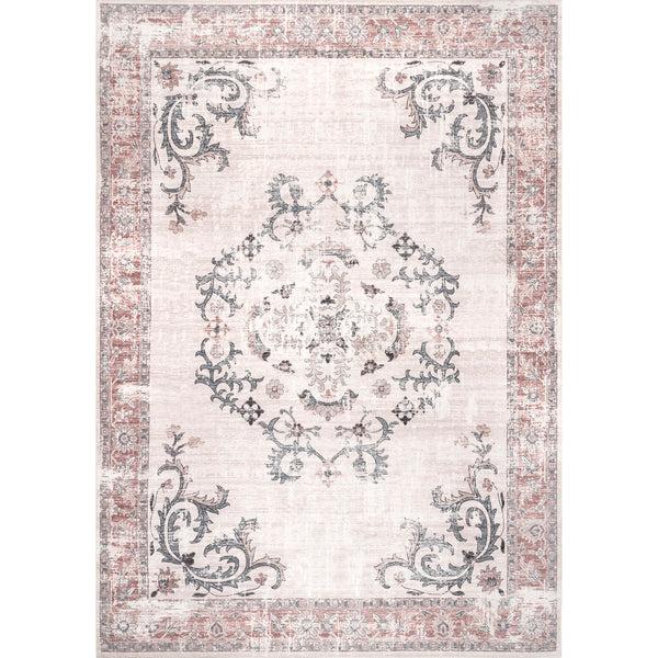 nuloom Layna Machine Washable Distressed Vintage Area Rug Light Grey