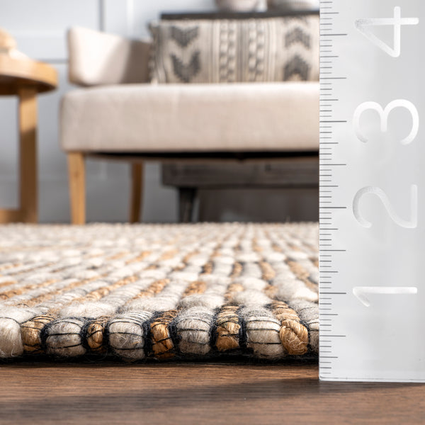 Nuloom Leanne Geometric Jute And Wool Area Rug Natural