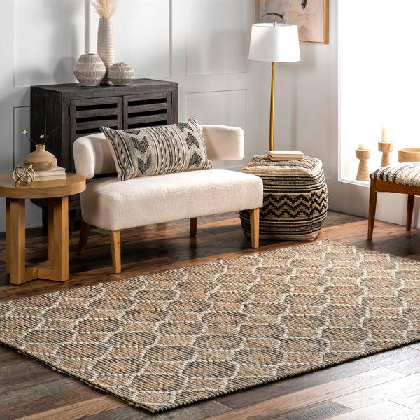 Nuloom Leanne Geometric Jute And Wool Area Rug Natural