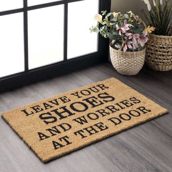 Nuloom Leave Shoes And Worries Coir Doormat Natural
