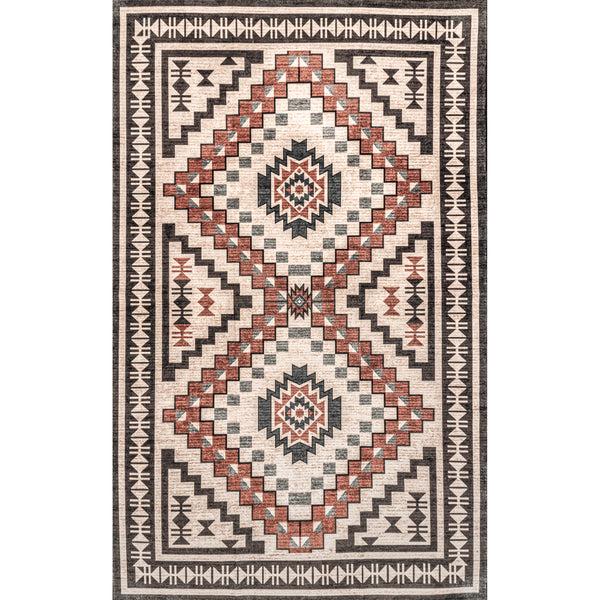 nuloom Leighton Machine Washable Southwestern Medallion Area Rug Light Orange