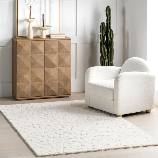 Nuloom Leni Plush Cloud Geometric Machine Washable Ara Rug Off White