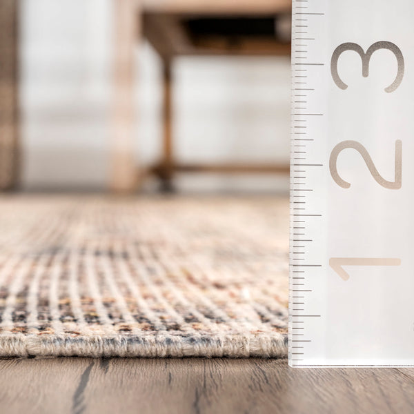 Nuloom Lesley Handmade Flatweave Cotton Blend Distressed Vintage Area Rug Beige