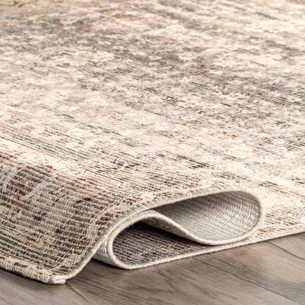 Nuloom Lesley Handmade Flatweave Cotton Blend Distressed Vintage Area Rug Beige