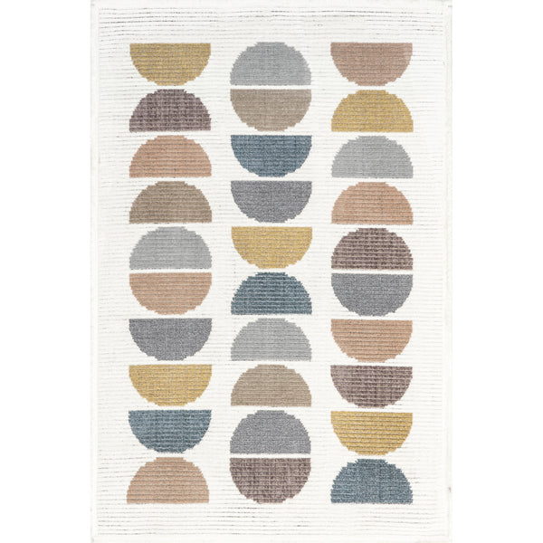 nuloom Leyla Half Colorful Circles Kids Area Rug Beige