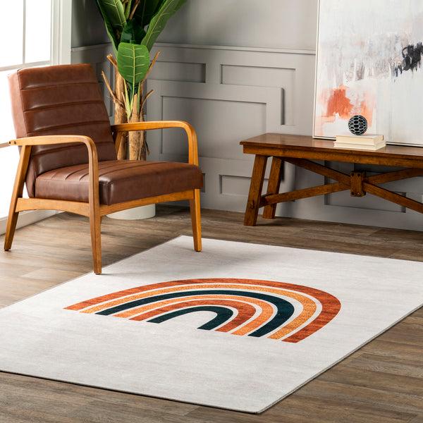 Nuloom Lia Single Rainbow Machine Washable Area Rug Beige