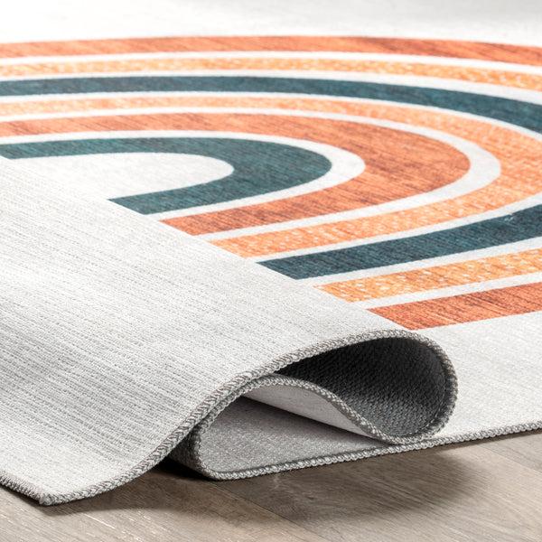 Nuloom Lia Single Rainbow Machine Washable Area Rug Beige