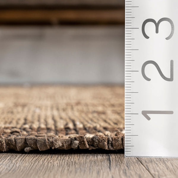 Nuloom Livy Handmade Jute And Leather Tribal Fringe Area Rug Natural