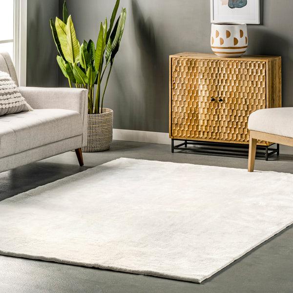 Nuloom Loni Solid Machine Washable Shag Area Rug White