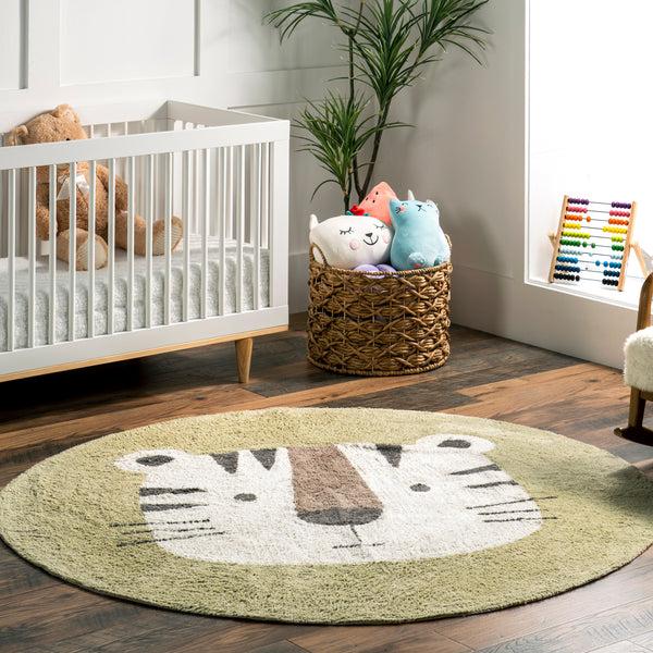 Nuloom Lumi Tiger Kids Machine Washable Area Rug Ivory