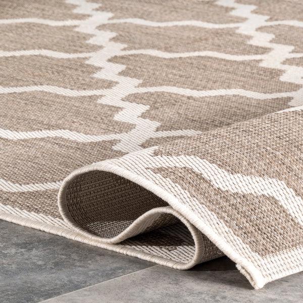 Nuloom Machine Made Gina Outdoor Moroccan Trellis Area Rug Taupe