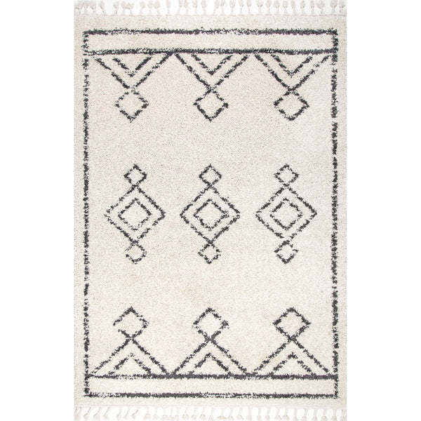 nuloom Mackie Moroccan Diamond Tassel Area Rug Off-White