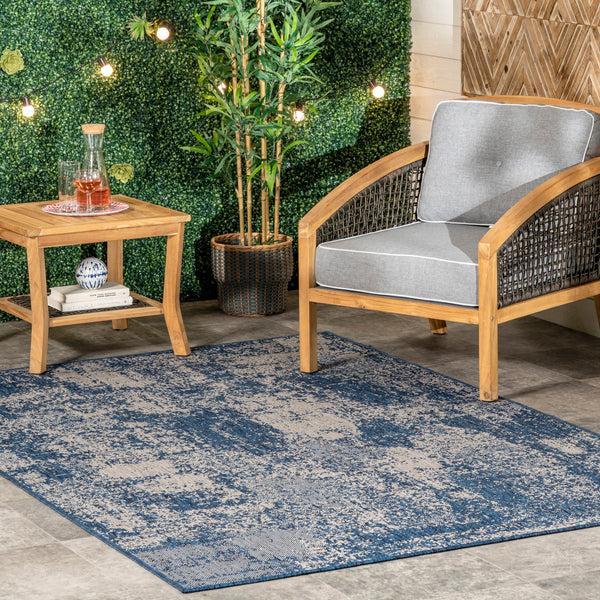 Nuloom Maeve Mottled Abstract Indoor/Outdoor Area Rug Blue
