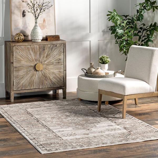 Nuloom Magdna Vintage Medallion Fringe Area Rug Beige