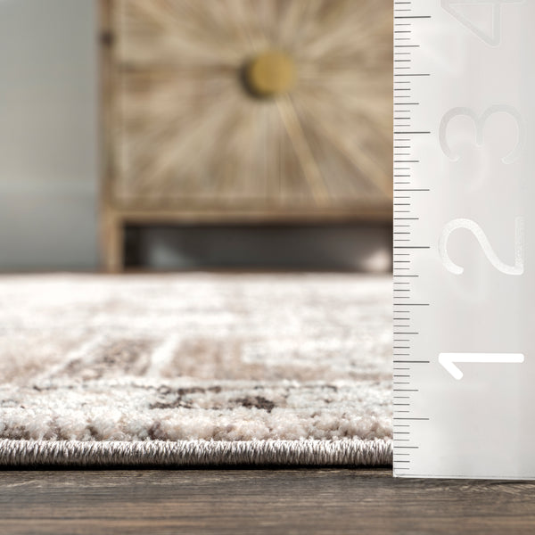 Nuloom Magdna Vintage Medallion Fringe Area Rug Beige