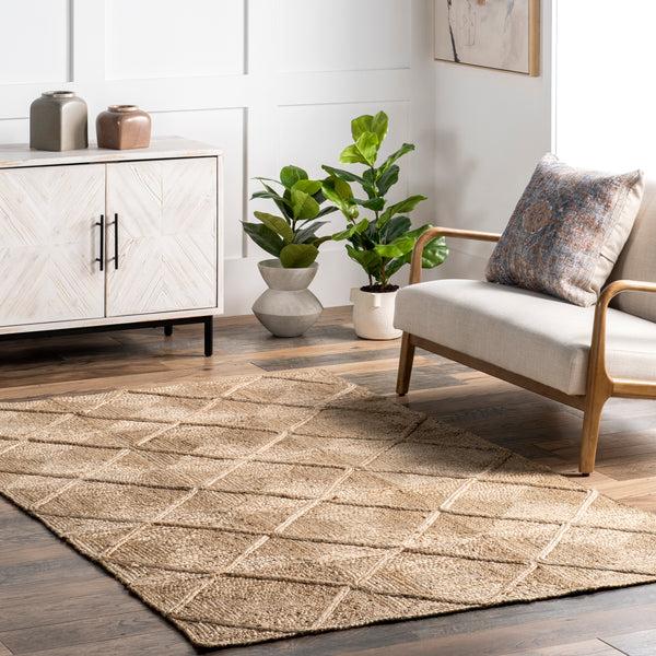 Nuloom Mahalia Raised Diamond Jute Area Rug Natural