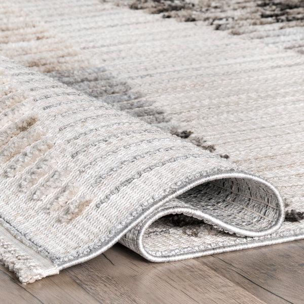 Nuloom Maira Abstract Textured Striped Area Rug Light Gray