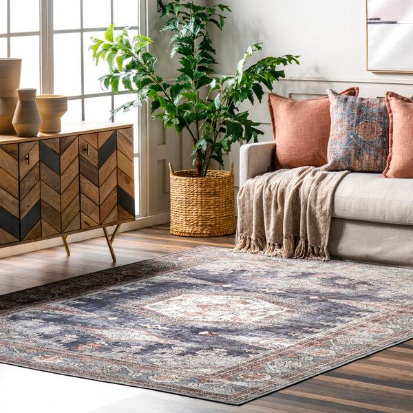 Nuloom Maire Traditional Medallion Machine Washable Area Rug Blue