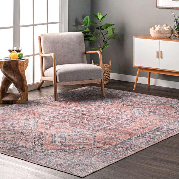 Nuloom Maple Machine Washable Floral Medallion Area Rug Gray