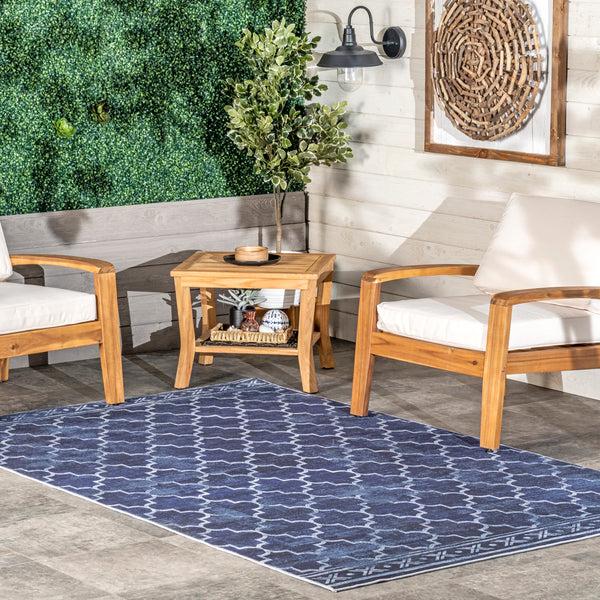 Nuloom Maribel Geometric Machine Washable Indoor/Outdoor Area Rug Blue