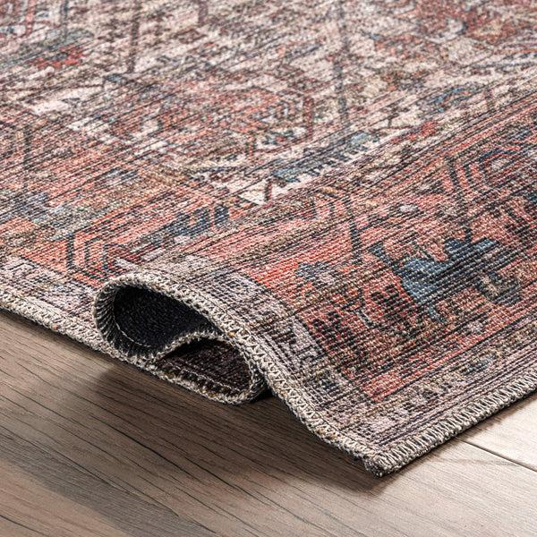 Nuloom Marilyn Machine Washable Distressed Persian Border Area Rug Rust