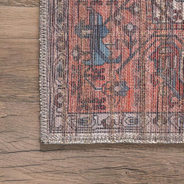 Nuloom Marilyn Machine Washable Distressed Persian Border Area Rug Rust