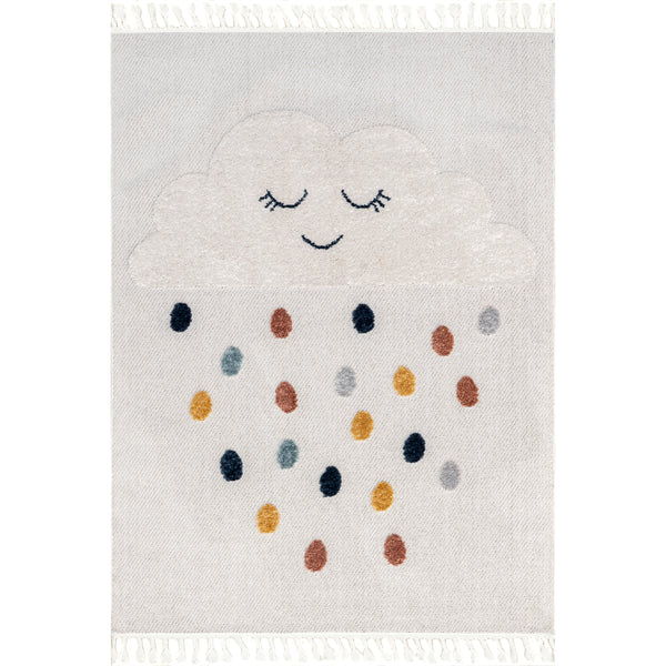 nuloom Marleigh Raindrop High-Low Kids Tasseled Area Rug Off White