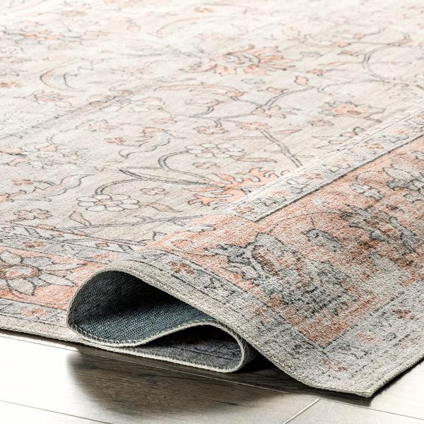 Nuloom Marlena Faded Floral Machine Washable Area Rug Peach