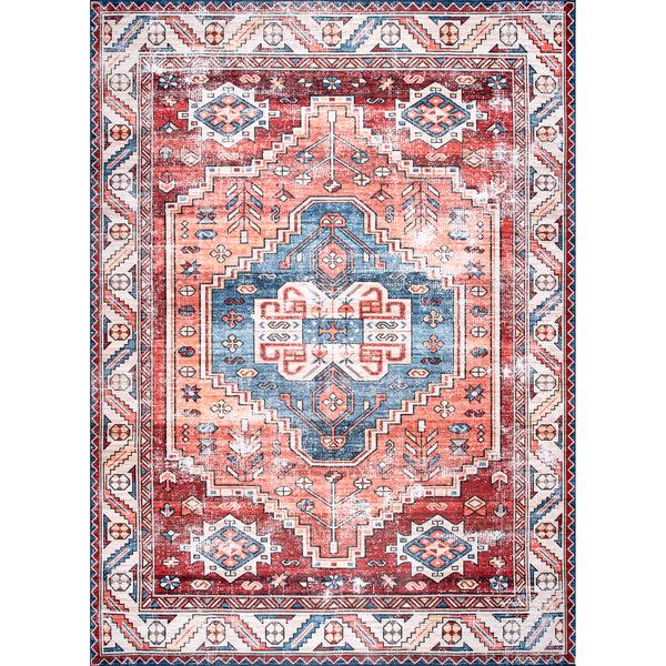 nuloom Marli Machine Washable Faded Medallion Area Rug Rust