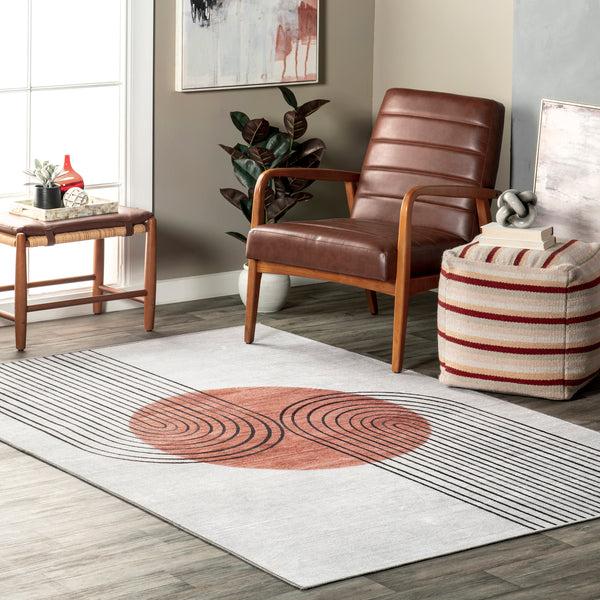 Nuloom Martine Abstract Sun Machine Washable Area Rug Burnt Orange