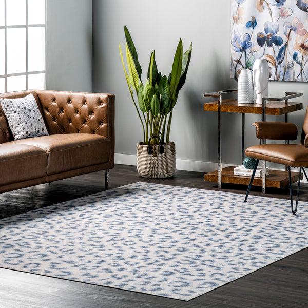 Nuloom Mason Machine Washable Contemporary Leopard Print Area Rug Blue