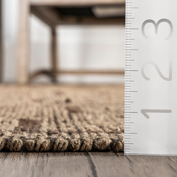 Nuloom Maxine Handmade Jute And Leather Global Inspired Fringe Area Rug Natural