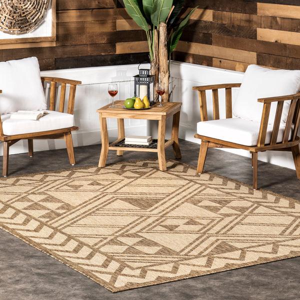 Nuloom Mazie Bold Tribal Indoor/Outdoor Area Rug Beige