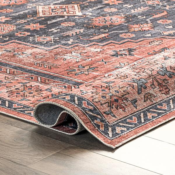 Nuloom Medallion Bordered Machine Washable Area Rug Beige