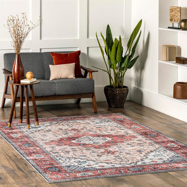 Nuloom Melanie Transitional Medallion Machine Washable Area Rug Rust