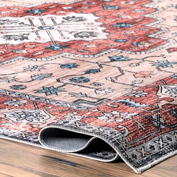 Nuloom Melanie Transitional Medallion Machine Washable Area Rug Rust