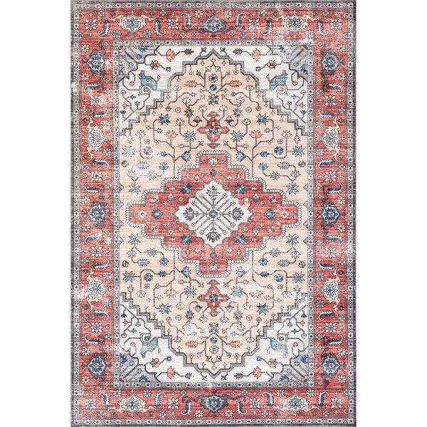 nuloom Melanie Transitional Medallion Machine Washable Area Rug Rust