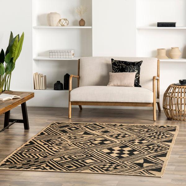 Nuloom Merissa Tribal Lattice Jute Area Rug Natural