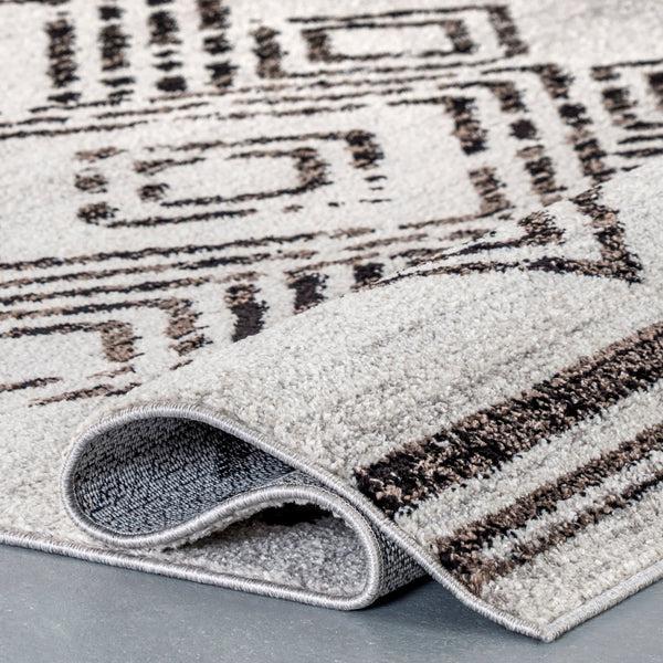 Nuloom Merri Distressed Geometric Cotton Blend Area Rug Beige